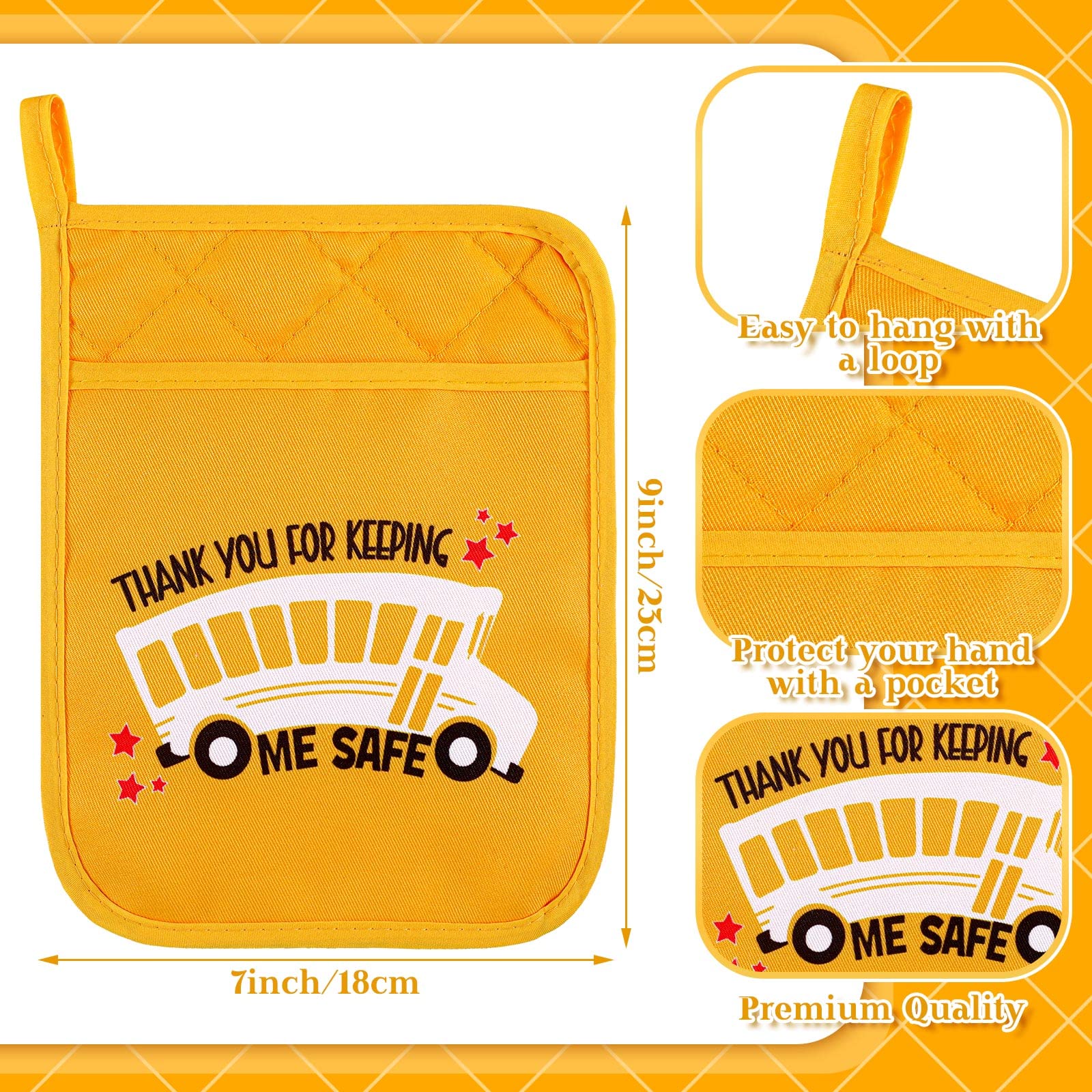 Rtteri 6 Pcs Bus Driver Appreciation Gifts Pot Holder Baking Kit and Silicone Spatula for School Bus Driver Gifts Teacher Appreciation Present Thanks for The Sweet Ride