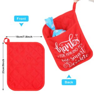 6 Pieces Christmas Potholders with Pocket Potholder Kitchen Hot Pad Oven Mitts Farmhouse Hot Potholders Cookie Bag for Christmas Kitchen Gift Cooking Baking (Red, Black, Blue, Chic Style)