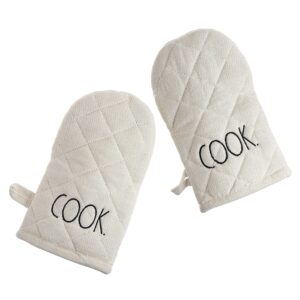 rae dunn mini oven mitts heat resistant, quilted cooking gloves for cooking, grilling, baking, kitchen décor, home essentials