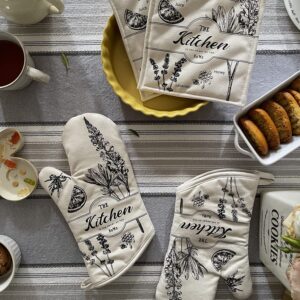 Cotton Heat Resistant Oven Mitts Pot Holders Kitchen Set