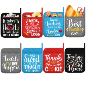 irenare 8 pcs christmas teacher appreciation gifts hot pot holders funny oven mitts heat resistant microwave oven mitt potholders with hand pocket hanging loop end of year gift, 7 x 9 inch