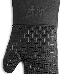 Xlnt Extra Long Oven Mitts (Black) | Teflon EcoElite Water Repellent | Heat Resistant for Oven Cooking, Grill & BBQ | Non Slip Gloves with Teflon EcoElite Finish, Cotton Lining & Hanging Loop