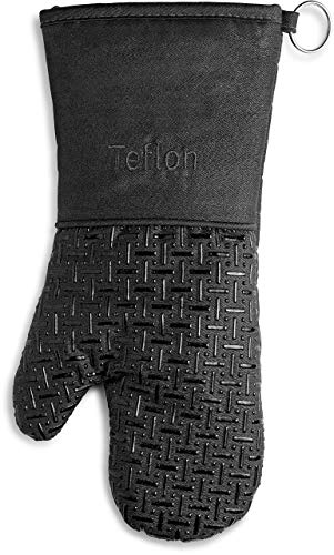 Xlnt Extra Long Oven Mitts (Black) | Teflon EcoElite Water Repellent | Heat Resistant for Oven Cooking, Grill & BBQ | Non Slip Gloves with Teflon EcoElite Finish, Cotton Lining & Hanging Loop