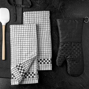 Xlnt Extra Long Oven Mitts (Black) | Teflon EcoElite Water Repellent | Heat Resistant for Oven Cooking, Grill & BBQ | Non Slip Gloves with Teflon EcoElite Finish, Cotton Lining & Hanging Loop