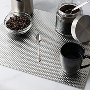 Heat Resistant, Non-Slip, Metal Counter/Table Protector Mat, Large - 14" x 17" - 2 Pack - Silver