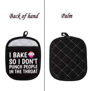 LEVLO Funny Baker Gifts I Bake So I Don't Punch People in The Throat Oven Mitt Cupcake School Graduation Gift (I Bake So I Don't Punch People in The Throat)