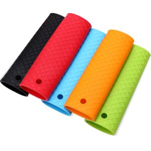 5 pieces silicone hot handle holder rubber pot sleeve heat resistant kitchen potholders for cast iron pans, metal frying pans, skillets, griddles, 5 colors