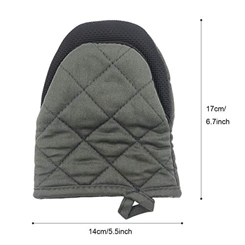 Neoprene Mini Oven Mitts, 2 Pack Short Oven Mitts 500 Degree Heat Resistant Gloves Potholder to Protect Hands with Non-Slip Grip Surfaces and Hanging Loop for Hand Hot Pot Cookware/Bakeware