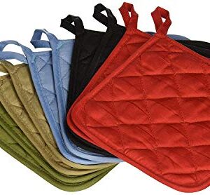 5 (FIVE) Sets of The Home Store Cotton Pot Holders, 2-ct. Color Variety Pack Kitchen Cooking Chef Linens by Greenbrier