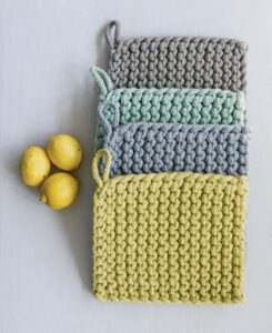 creative co-op cotton crocheted square pot holders (set of 4 colors) potholders, l x w x h, multi