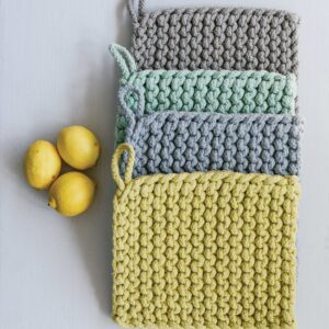 Creative Co-Op Cotton Crocheted Square Pot Holders (Set of 4 Colors) Potholders, L x W x H, Multi