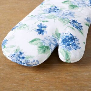 Martha Stewart Amber Floral Oven Mitt & Pot Holder Set 2-Pack, Blue/Green, OM: 7"x13" & PH: 7"x10"