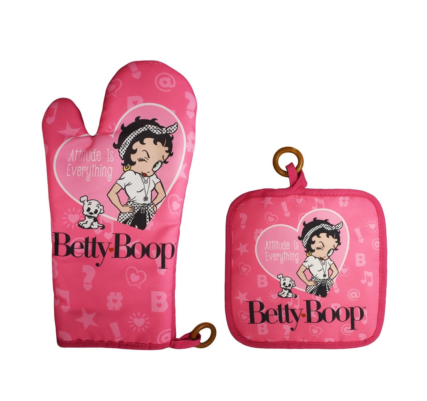 Midsouth Products Betty Boop Kitchen Pot Holder and Oven Mitt Set-Atttitude is Everything