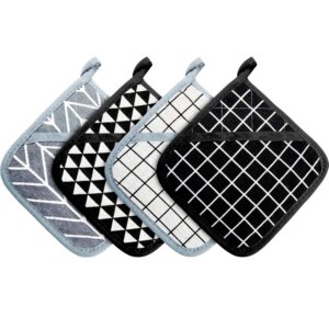 large pot holders oven mitts set heat resistant pot holders square pot holder hot pads trivet for kitchen cooking and baking (4 pieces)
