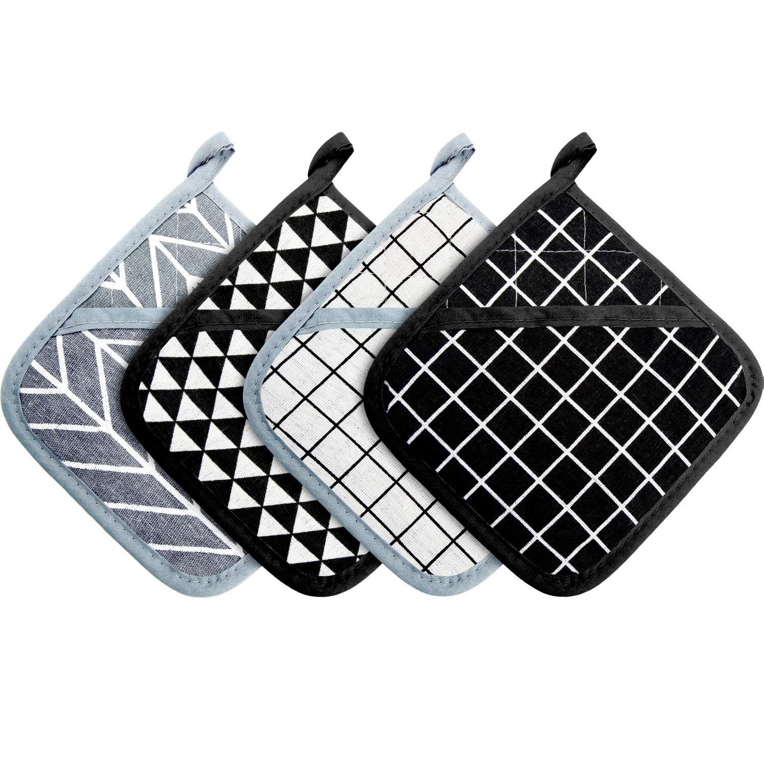 Large Pot Holders Oven Mitts Set Heat Resistant Pot Holders Square Pot Holder Hot Pads Trivet for Kitchen Cooking and Baking (4 Pieces)