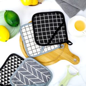 Large Pot Holders Oven Mitts Set Heat Resistant Pot Holders Square Pot Holder Hot Pads Trivet for Kitchen Cooking and Baking (4 Pieces)