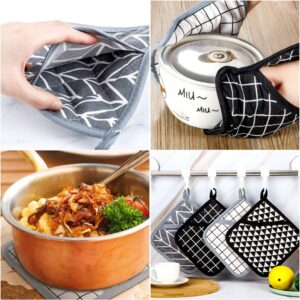 Large Pot Holders Oven Mitts Set Heat Resistant Pot Holders Square Pot Holder Hot Pads Trivet for Kitchen Cooking and Baking (4 Pieces)