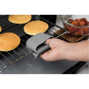 Kalopro Mini Silicone Oven Mitts Set, Oven Mitts Heat Insulation, Oven Gloves for Kitchen Cooking and Baking, Protecting Fingers Mini Oven Hand Clips are Sold in Pairs(Square-Gray)