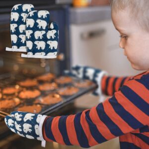 DOERDO 2 Pack Kid Oven Mitts for Children Heat Resistant Kitchen Mitts, Great for Cooking Baking, Age 4-12 (7"x4.7", Polar Bear)