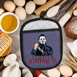 WZMPA Horror Movie Pot Holders Killer Fans Gift Killing It Kitchen Baking Glove for Film Fans (Killing It Holder)
