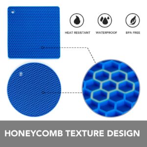 Joyhalo Trivets for Hot Dishes - Hot Pads for Kitchen, Silicone Pot Holders for Hot Pots and Pans, Silicone Mats for Kitchen Countertops, Table, Flexible Easy to Wash and Dry, True Blue