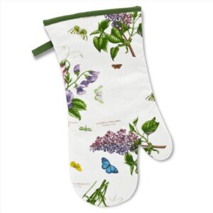 pimpernel botanic garden collection oven glove | for cooking, grilling, baking, and serving | oven mitt with floral design | machine washable | measures 14.5" x 8"