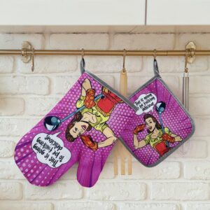 This is Going to be Fxxxing Delicious,Oven Mitts and Pot Holders Sets of 2，Funny Oven Mitt，Silicone Non-Slip Oven Mitts, for Mom,Perfect for Kitchen,Cooking,Baking,Grilling