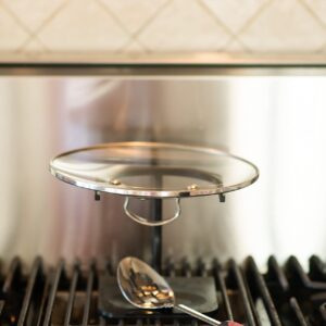 Hot Top Holder for Hot Pan Lids - No Burning of Hands - No Mess - No Condensation - Stone Black