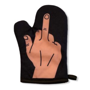 middle finger oven mitt funny flip the bird graphic novelty kitchen glove funny graphic kitchenwear funny food novelty cookware black oven mitt