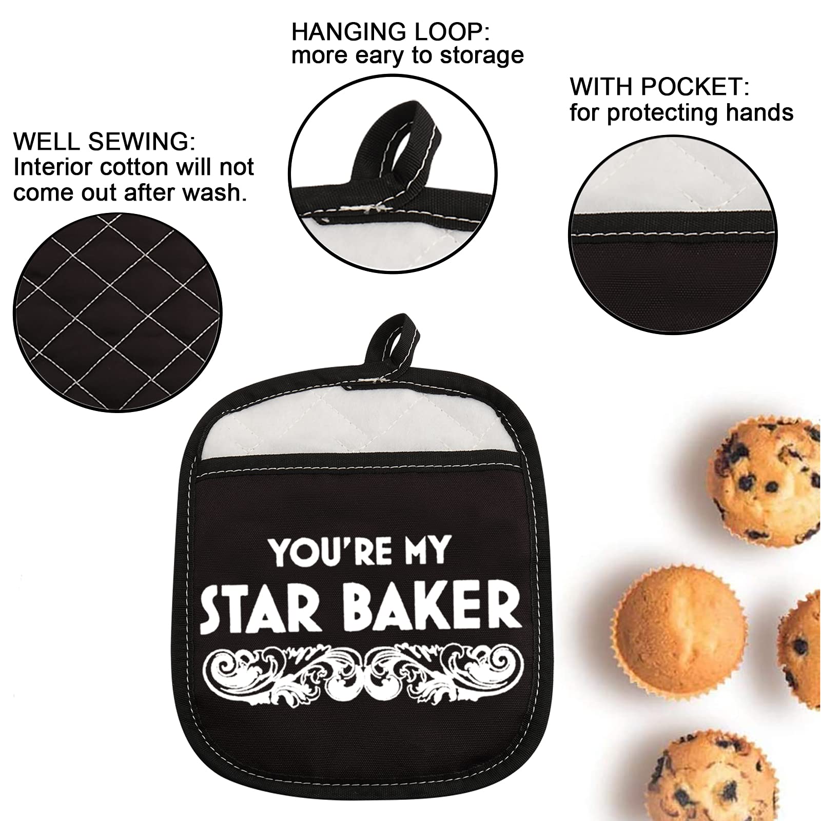 ZJXHPO You’re My Star Baker Pot Holder Baking Gift Oven Pads Pot Holder for for Cooking or Baking (Star Baker)