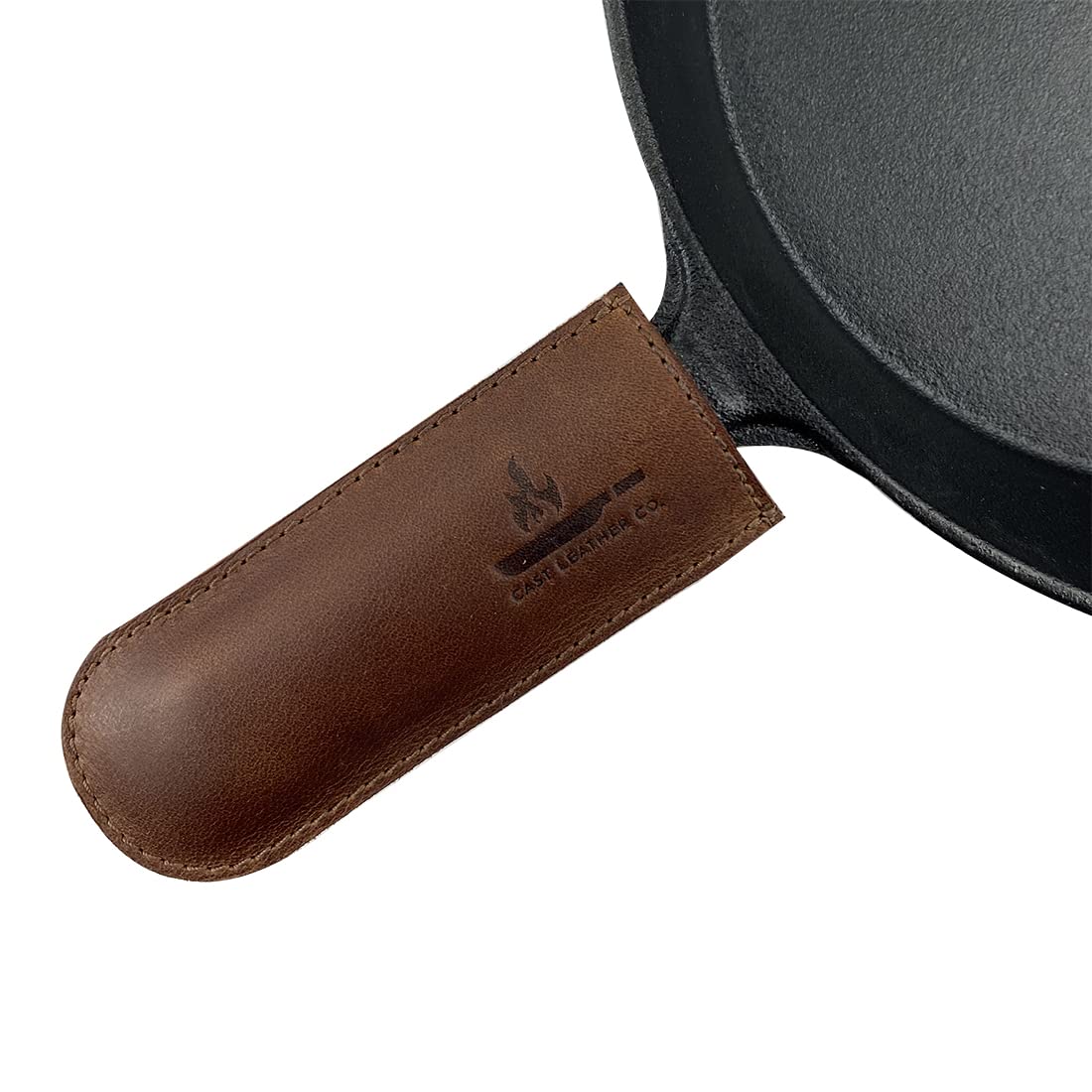 Cast Leather Co., Pan Handles Handmade from Full Grain Leather - Protect Hands from Hot, Great for Cast Iron Skillets - Kitchen, Food Accessory - Durable, Heat Resistant - 3 Pack, Bourbon Brown