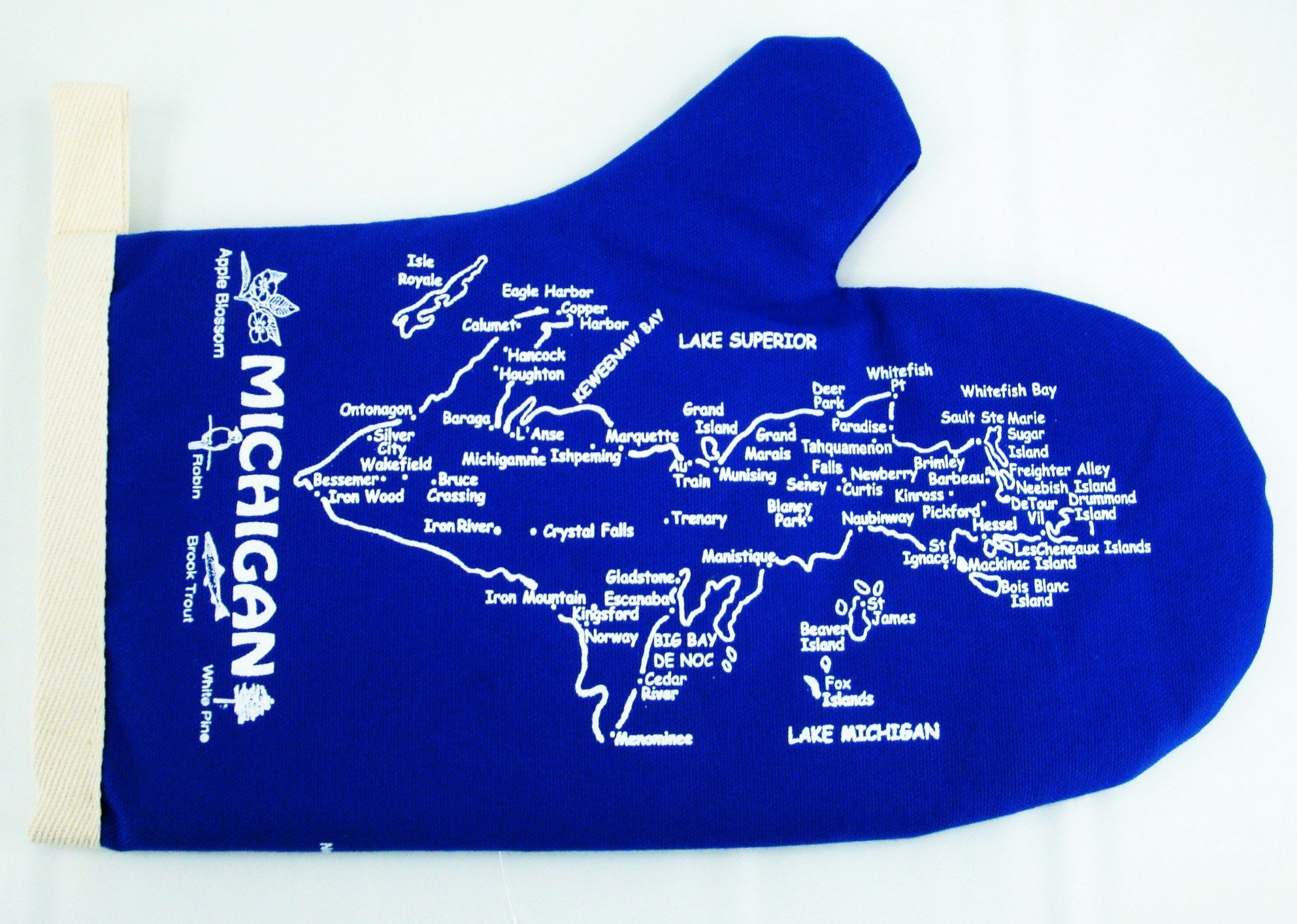 Professional S Michigan Oven Mitt-Upper & Lower Peninsula Map-Blue-Qty-1