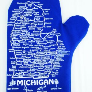 Professional S Michigan Oven Mitt-Upper & Lower Peninsula Map-Blue-Qty-1