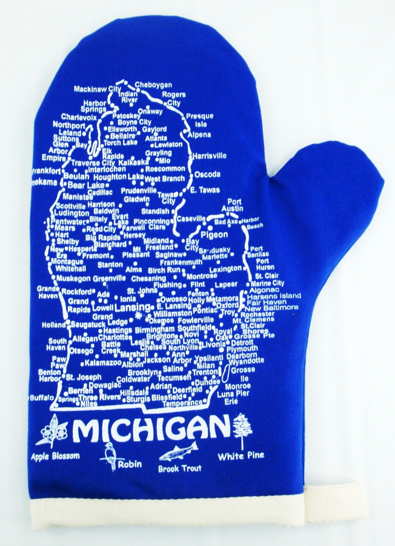 Professional S Michigan Oven Mitt-Upper & Lower Peninsula Map-Blue-Qty-1