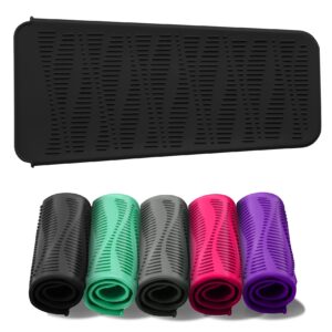 zaxop silicone heat resistant mat,flat iron holder,used as heat resistant pad and storage pouch for hot hair tools.(wave,black)