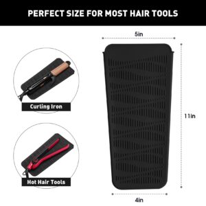 ZAXOP Silicone Heat Resistant Mat,Flat Iron Holder,Used as Heat Resistant Pad and Storage Pouch for Hot Hair Tools.(Wave,Black)