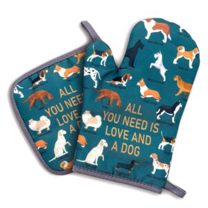 all you need is love and a dog，oven mitts and pot holders sets of 2，funny oven mitt，friend birthday gift，dog lover gift，birthday gift for dog owner，dog lover， dog mom