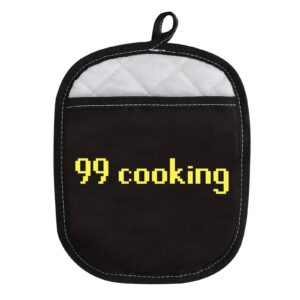funny gamer gift 99 cooking baking oven pads pot holder with pocket gaming gift (99 cooking)