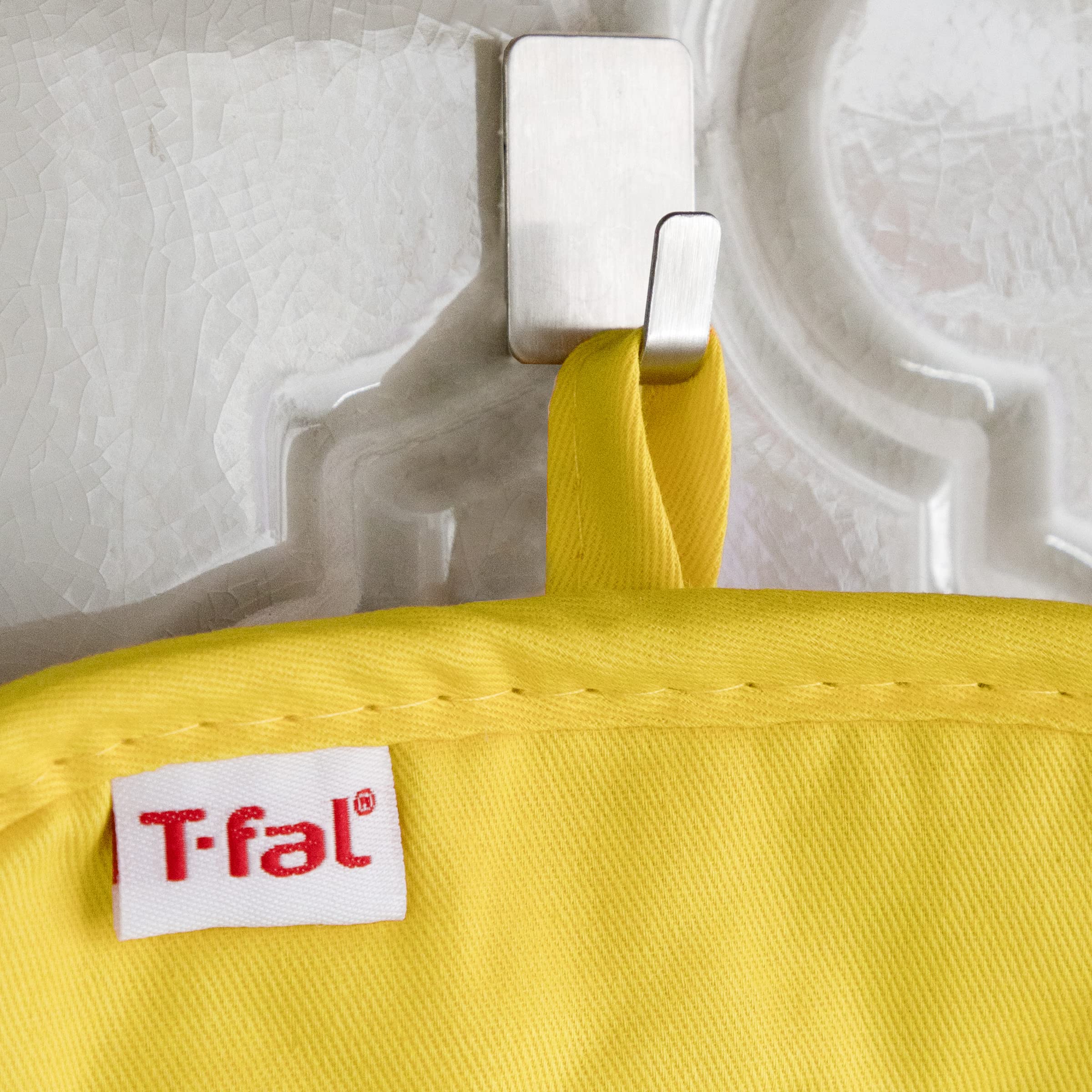 T-fal 2-Pack Medallion Design 100% Cotton and Silicone Pot Holder - Heat-Resistant Silicone Grip - Lemon