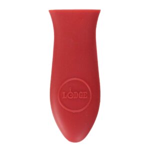 Lodge Cast Iron Silicone Brush Melting Pot, 15.2 oz, Black & ASHHM41 Mini Silicone Hot Handle Holder, Red