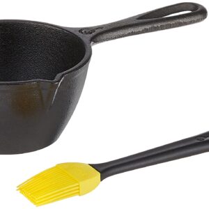 Lodge Cast Iron Silicone Brush Melting Pot, 15.2 oz, Black & ASHHM41 Mini Silicone Hot Handle Holder, Red