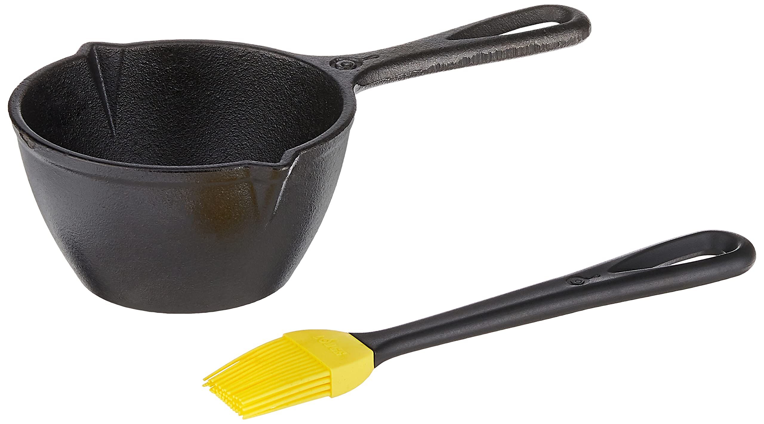 Lodge Cast Iron Silicone Brush Melting Pot, 15.2 oz, Black & ASHHM41 Mini Silicone Hot Handle Holder, Red