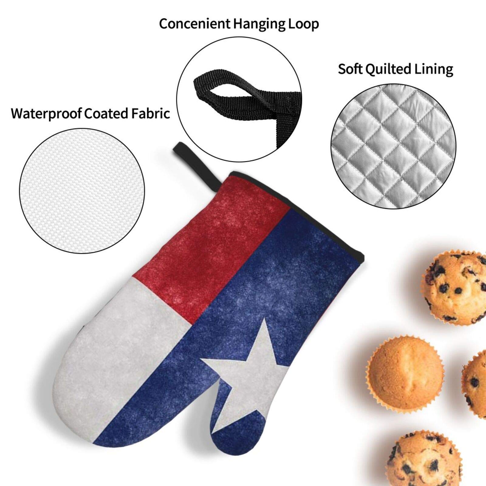 Msacrh Texas Flag Oven Mitts and Pot Holders Sets of 4, Cotton Lining with Non-Slip Hot Pads Heat Resistant Oven Gloves for Kitchen Cooking Baking Grilling