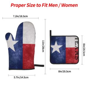 Msacrh Texas Flag Oven Mitts and Pot Holders Sets of 4, Cotton Lining with Non-Slip Hot Pads Heat Resistant Oven Gloves for Kitchen Cooking Baking Grilling