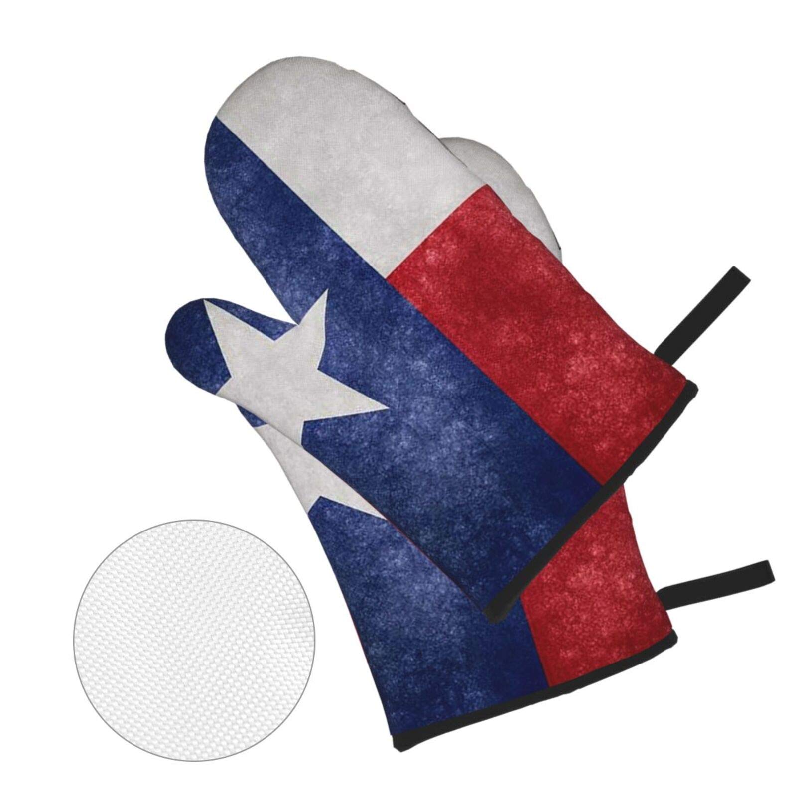 Msacrh Texas Flag Oven Mitts and Pot Holders Sets of 4, Cotton Lining with Non-Slip Hot Pads Heat Resistant Oven Gloves for Kitchen Cooking Baking Grilling