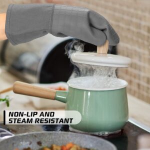 HOMWE Silicone Oven Mitts and Pot Holders for Kitchen & Baking - Set of 4 Heat-Resistant, Heavy-Duty Cooking Mittens w/Non-Slip, Textured Grip
