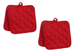 pack of four (4) red home store cotton pot holders (2 sets of 2) (2, red) reluen