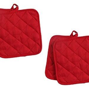 Pack of Four (4) Red Home Store Cotton Pot Holders (2 Sets of 2) (2, Red) Reluen