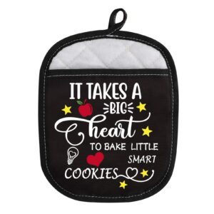oven pads pot holder with pocket for teacher it takes a big heart to bake little smart cookies (bake little smart cookies)