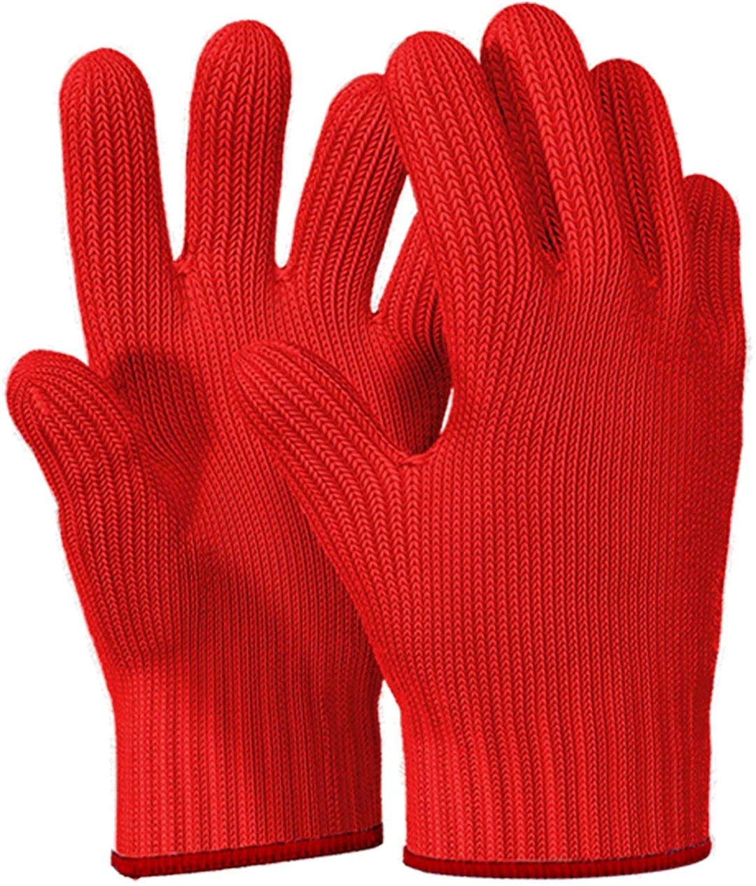 Killer's Instinct Outdoors 1 Pair Heat Resistant Gloves Oven Gloves Heat Resistant with Fingers Red Oven Mitts Kitchen Pot Holders Cotton Gloves Red Kitchen Gloves Double Oven Mitt Set